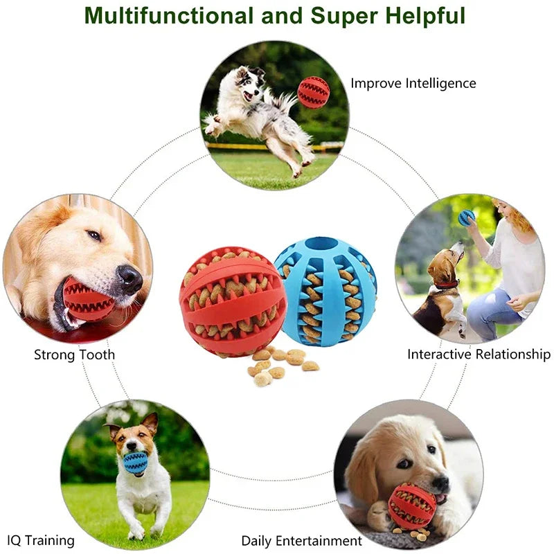 Interactive Dog Ball Toy for Small Dogs – Chewable Rubber Food Dispensing Ball, Puppy Tooth Cleaning & Play Accessory