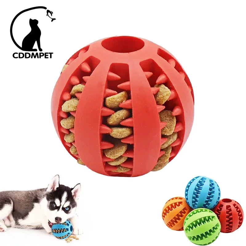 Interactive Dog Ball Toy for Small Dogs – Chewable Rubber Food Dispensing Ball, Puppy Tooth Cleaning & Play Accessory