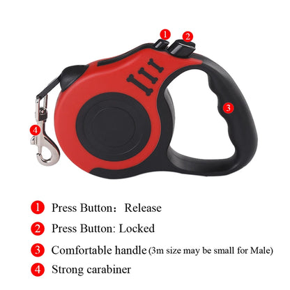 3M-5M Retractable Dog Leash - Durable, Tangle-Free